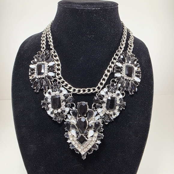 Jewelry - Elegant Black and Silver Statement Necklace